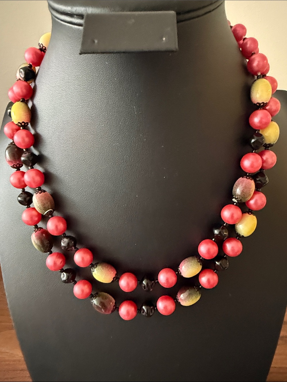 Japan Vintage Multi Strand Beaded Statement Necklace.